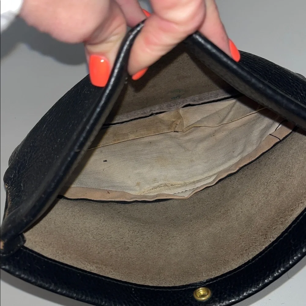 Source Unknown Leather Black Clutch with snap & zip pockets